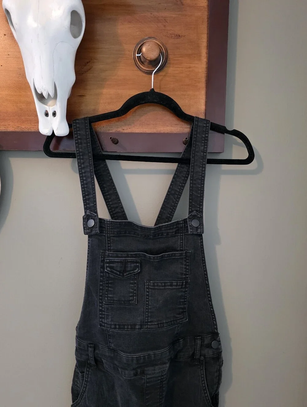 Free People Black Bib Overalls Size 29